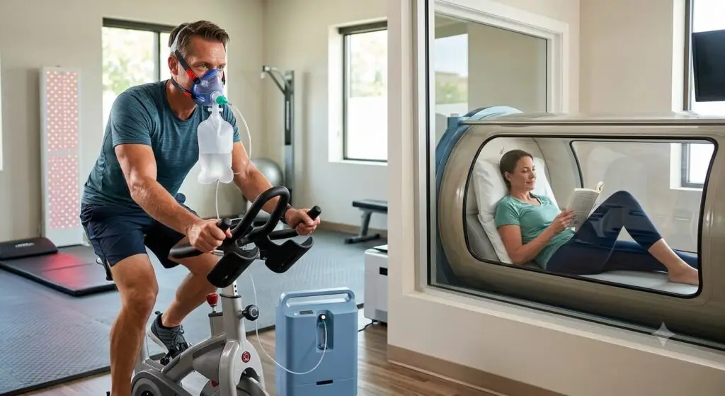 EWOT and HBOT both flood your cells with oxygen but they work differently, cost differently, and suit different goals.